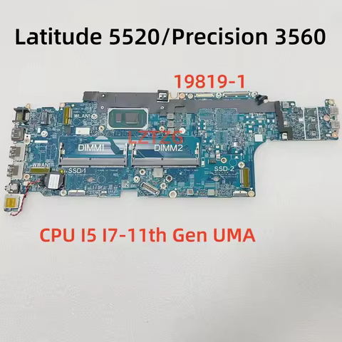 19819-1 For Dell Precision 3560 Latitude 5520 Laptop Motherboard CPU I5 I7-11th Gen CN-063MV5 100% T
