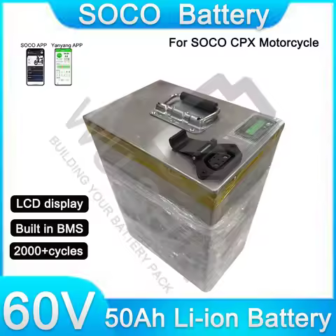 Customized Lithium Ion Battery Pack 17S 60V 50Ah Battery for Super SOCO CPX Motorcycle Built in 150A