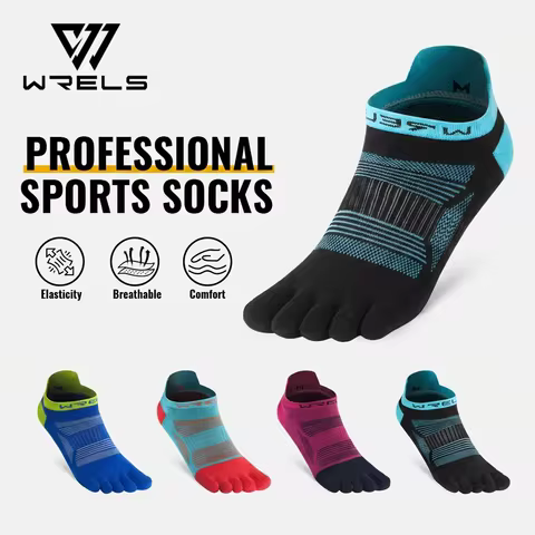 WRELS 1/2/3 Pairs Five Finger Socks Cotton Breathable Moisture Wicking Running Athletic Socks Anti-S
