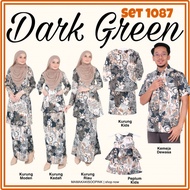 [DHIA] NEW Dark Green - Batik Sedondon Family Baju Kurung Moden | Riau | Kedah | Kemeja | Peplum Kid