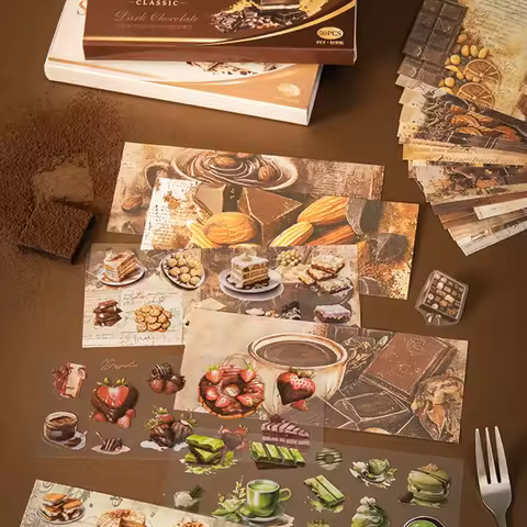 Mr. Paper 50Pcs/bag Food Theme Box Set Material Stickers DIY Handbook Glass Bottle Album Card Decora