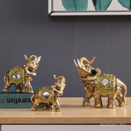 Barangan Hiasan Rumah Gajah Kraf Resin Thai Baharu - Patung Gajah Hiasan Kreatif Tiga Gajah
