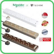 Schneider Electric- AvatarOn Trailing socket with individual LED switch 6Gang & 2Gang USB, 3Meters (