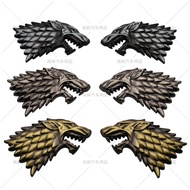 Throne Game Wolf Head Car Sticker Stark Family Throne Game Modified Metal 3D Three-Dimensional Side 