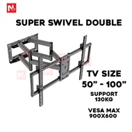 50" 100" inch HEAVY DUTY SWIVEL DOUBLE ARM MOUNT TV BRACKET TV WALL MOUNTING TV STAND TV MOUNT