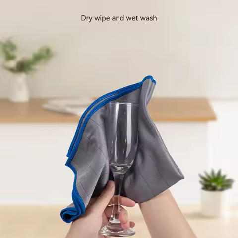 Microfiber Carbon Cloth to Wipe Windows Wine Glasses Tableware Glass Cleaning Cloth Carbon Fiber Rag