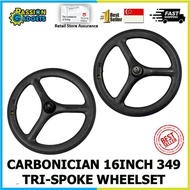 Carbonician 16inch TriSpoke Carbon WheelSet 349 Tri-Spoke Wheel Set For 3sixty Pikes Trifold