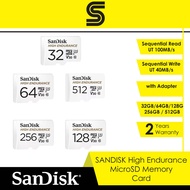 SANDISK High Endurance microSD Card (with Adapter) - 32GB/64GB/128GB/256GB/512GB