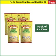 Fiesta Romantika Coconut Cooking Oil 200ml | Pack of 4 | Cooking Oil | Coconut Cooking Oil for Cooking | Coconut Oil | Coconut | Mantika