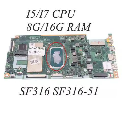 NBABD11002 NB.ABD11.002 GH4UT LA-L151P For Acer Swift 3 SF316 SF316-51 PC Motherboard I5/I7 CPU+8G/1