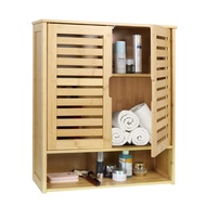ตู้เก็บของไม้ ตู้เก็บของอเนกประสงค์ ขนาดใหญ่ Wall Cabinet Storage 59x20.5x66.5cm Multifunctional Bam