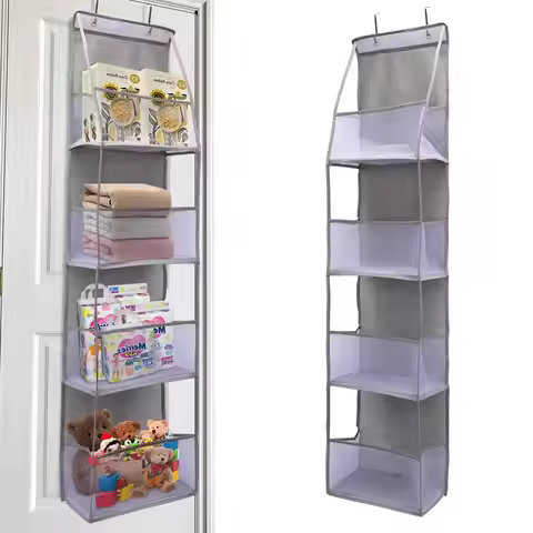 4 /6Layer Hanging Storage Organizer Over The Door Hanging Storage Cabinet Toys Clothing Snacks Multi