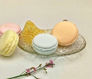 貓耳造型海棠花窯燒玻璃盤 海棠花玻璃盤 海棠花 老屋 禮品 貓控