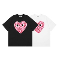 CODMen/Woman fashion t shirt Bape Pink T Shirt Cotton Heart Print Summer Unisex Short Sleeve baju t 