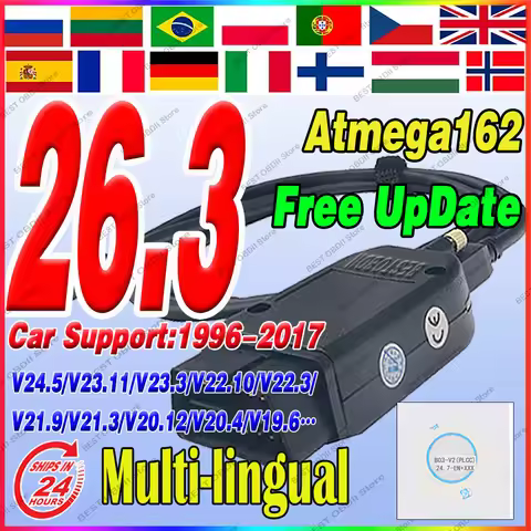 2026 Newest V26.3 V24.7 VCD'S VAGCOM Scanner Tools Scanne Diagnostic HEX Atmega162 V2 Tools FOR V-W 