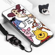 Jinsouwe เคสมือถือเคสโทรศัพท์เคส Huawei Honor 6X Gr5 2017 (แหวนนิ้วมือ + Lanyard) น่ารักหมีพู Edward Pooh Mr Sanders Winnie Ther Pooh พิกเล็ตทิกเกอร์ Eeyore Soft ซิลิโคนเคสโทรศัพท์ฝาครอบ