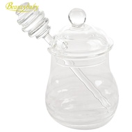 glass honey jar lid Honey Jar with Dipper, Clear, 9 Ounces