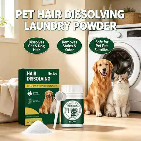 Pet Hair Dissolving Laundry Powder Stain Odor Remove Safe Owner Household Fabric Washing Machine Cat