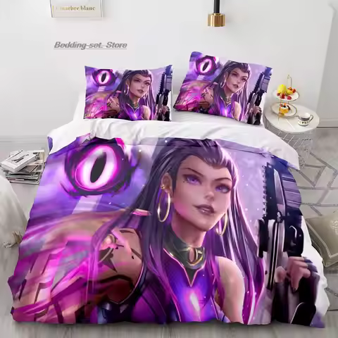Gaming Valorant Bedding Set Single Twin Full Queen King Size Bed Set Aldult Kid Bedroom Duvetcover S