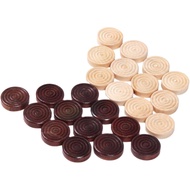 24Pcs Stackable Backgammon Chess Pieces Draughts Pieces Wood Checker Drafts Pieces Replacements Chec