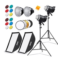 MS300-V Strobe Flash Studio Light Photography Kit 600W :2Pcs godox MS300V with Softbox/Light Stand/R