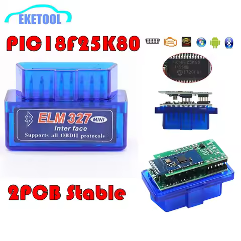 PIC18F25K80 ELM327 Bluetooth V1.5 Super MINI Satble 2PCB Board Code Reader ELM 327 Works Android Sup