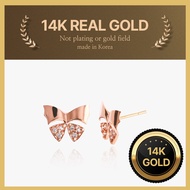 [Helene Jewelry] 14K real gold Ribbon in Cubic gold earring