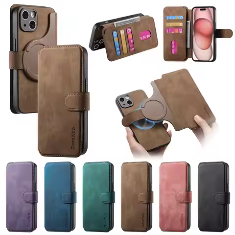 Removable Phone Case For Samsung Galaxy S25 S24 Ultra S23 Plus S22 FE Leather With Magsafe Wallet Fl