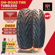 SET R14 D660 SCOOTER TL TIRE FOR HONDA PCX; CLICK; KYMCO SUPER 8 - DIAMOND 100/80-14 & 120/70-14