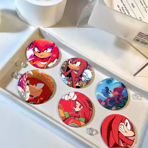 Cartoon Knuckles The Echidna Round Badge Creative Brooch Clothing Backpack Accessories Lapel Pin