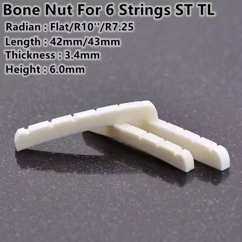 1 Piece Real Slotted Bone Nut For 6 Strings ST TL Electric Guitar ( Bottom Flat / R7.25 / R10 42MM*3