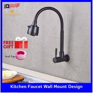 304 Stainless Steel Kitchen Sink 360 Flexible Hose Single Cold Water Tap Sinki Paip Wall Faucet Kitchen Sink Faucet