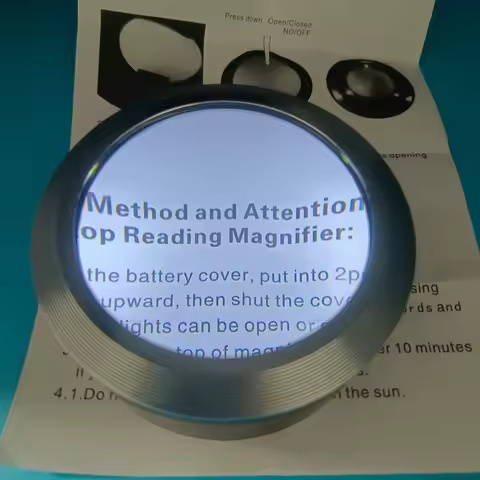 ‌Cylindrical 5X K9 Optical Glass Magnifier with 3 LED Lights Desktop Desk Lamp for Reading Electroni