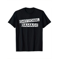 Emotional Damage Bold Statement Humor T Shirt For Men Black With White Print Cotton Super Soft Breat