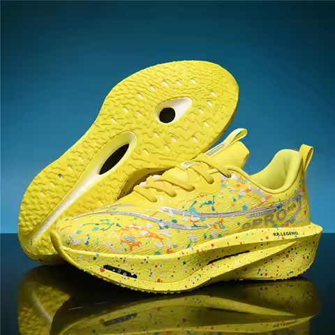 Yellow Reflective Sneakers Night Run Soft Sole Cushioning Men's Running Shoes Women Sports Shoes Hig