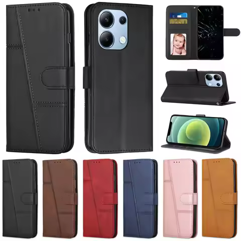 Strap Leather Phone Case Wallet Book For Xiaomi 14T 13T,Poco X7 M7 F7 C75,Redmi Note 14 13 12 Pro 5G