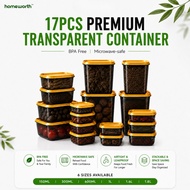 HOMEWORTH 17pcs BPA Free Microwave-safe Multipurpose Food Container Lunch Picnic Tupperware Bekas
