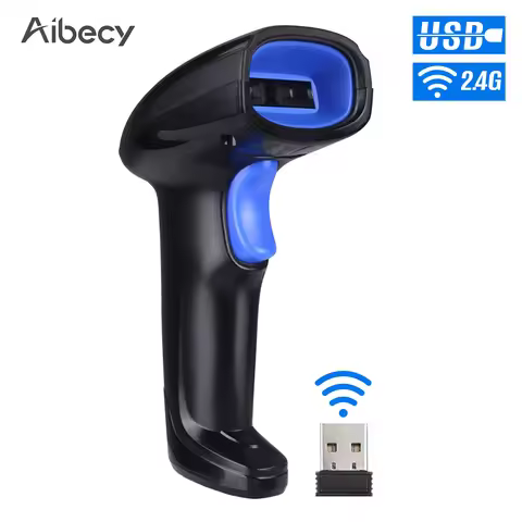 【New】2-in-1 2.4G Wireless Barcode Scanner & USB Wired Barcode Scanner Automatic Handheld 1D Bar Code