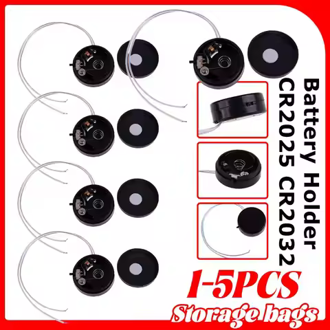 5-1pcs CR2025 CR2032 Battery Holder Button Coin Cell Socket Battery Holder 6V With Switch Lead Butto