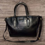 Auth Mango Croco Leather 2way Bag