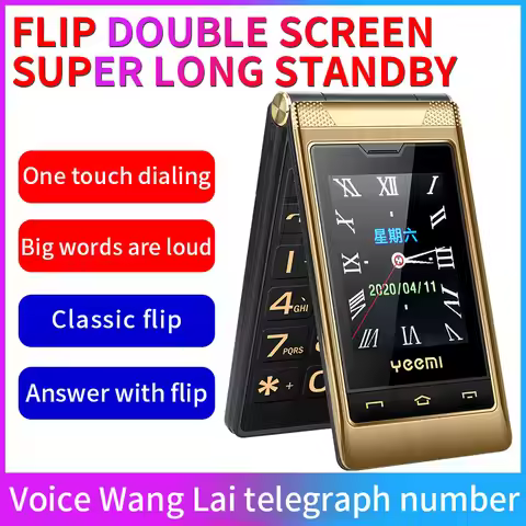 YEEMI G10-C Flip Mobile Phone 2.8'' Screen GSM 2G Dual SIM Card FM Mp3/Mp4 Bluetooth Big Keyboard Ga