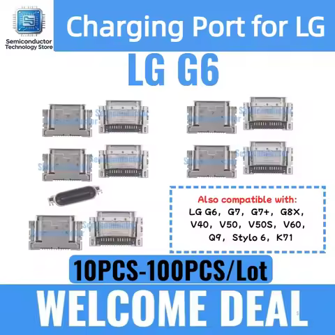 10-100 Pcs Type-C Charging Port for LG G6, G7, G7+, G8X, V40, V50, V50S, V60, Q9, Stylo 6, K71
