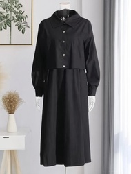 ALISHA Midi Dress Set 2in1 (Vest + Dress) - Gaun Midi dengan Desain Korean Style