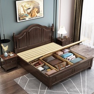 Large Bed Furniture 2 Bedroom M Retro 1.8 Box Set American M High Double Bed Storage Solid Wood Bed 
