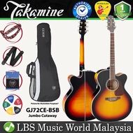 Takamine GJ72CE-BSB Jumbo Cutaway Solid Spruce Top Acoustic Electric Guitar with Bag - Brown Sunburs