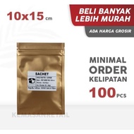 Gold Zipper Sachet Bag 10x15cm - Plastic Sachet Packaging - Sachet Packaging Bag