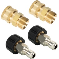 4 Pack Pressure Washer Quick Connect Kit, Quick Disconnect Kit, Metric M22 14mm to 3/8" Quick Connec