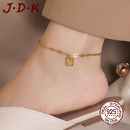 JDK 18K Gold Lucky Square Pendant Anklet