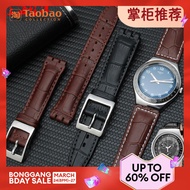 Cowhide Watch Strap Suitable for Swatch Swatch Leather Watch Strap 17 19 23mm Concave-Convex Watch Strap Accessories