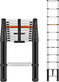 ICARRY Telescoping Ladder 10.8 FT Aluminum Ladder, 300lb Capacity Safety Extension Ladder, Soft Clos